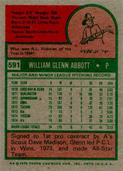 Glenn Abbott  baseball card collectible - Main Image 2