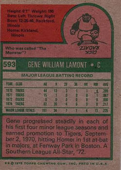 Gene Lamont  baseball card collectible - Main Image 2