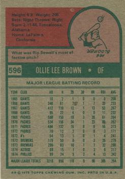Ollie Brown  baseball card collectible - Main Image 2
