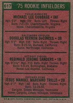 1975 Rookie Infielders (Mike Cubbage / Doug DeCinces / Reggie Sanders / Manny Trillo)  baseball card collectible - Main Image 2
