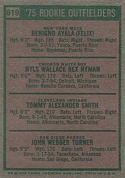 1975 Rookie Outfielders (Benny Ayala / Nyls Nyman / Tommy Smith / Jerry Turner)  baseball card collectible - Main Image 2
