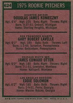 1975 Rookie Pitchers (Doug Konieczny / Gary Lavelle / Jim Otten / Eddie Solomon)  baseball card collectible - Main Image 2