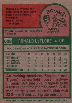 Ron LeFlore  baseball card collectible - Main Image 2