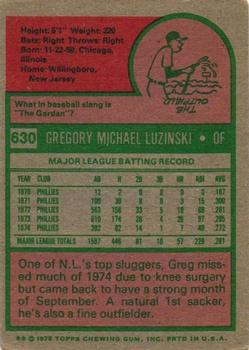 Greg Luzinski  baseball card collectible - Main Image 2