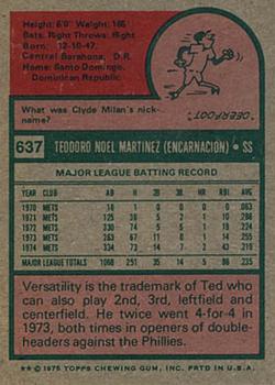 Ted Martinez  baseball card collectible - Main Image 2