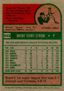 Brent Strom  baseball card collectible - Main Image 2