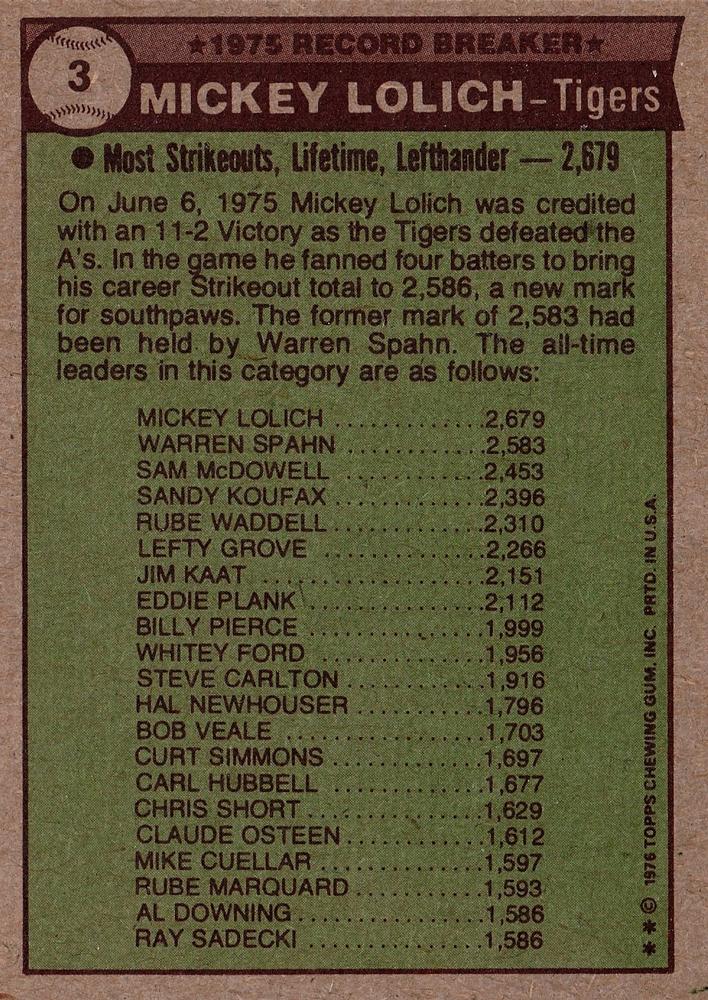 Mickey Lolich  baseball card collectible - Main Image 2