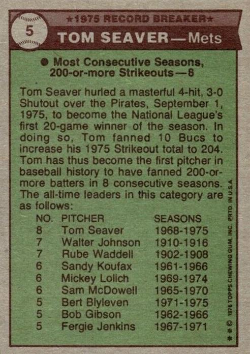 Tom Seaver  baseball card collectible - Main Image 2