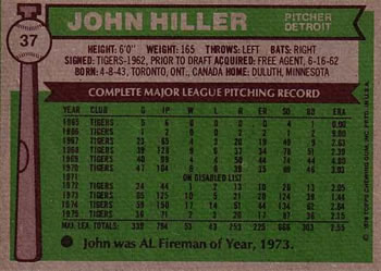 John Hiller  baseball card collectible - Main Image 2