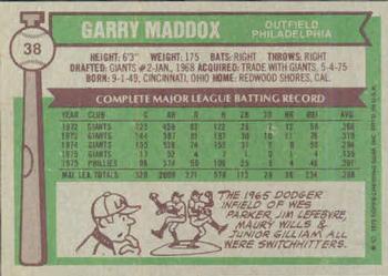 Garry Maddox  baseball card collectible - Main Image 2