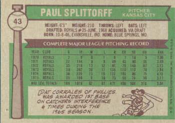 Paul Splittorff  baseball card collectible - Main Image 2