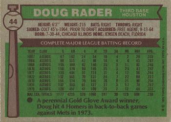 Doug Rader  baseball card collectible - Main Image 2