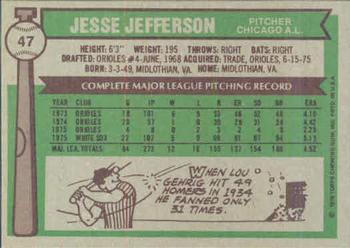Jesse Jefferson  baseball card collectible - Main Image 2