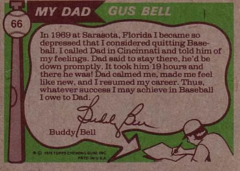 Gus Bell / Buddy Bell  baseball card collectible - Main Image 2