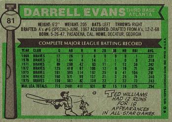 Darrell Evans  baseball card collectible - Main Image 2