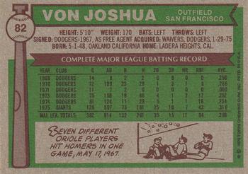 Von Joshua  baseball card collectible - Main Image 2