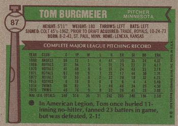 Tom Burgmeier  baseball card collectible - Main Image 2