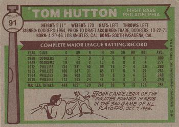 Tom Hutton  baseball card collectible - Main Image 2