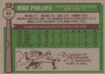 Mike Phillips  baseball card collectible - Main Image 2