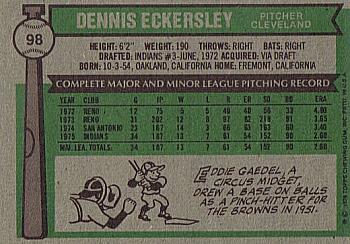 Dennis Eckersley  baseball card collectible - Main Image 2