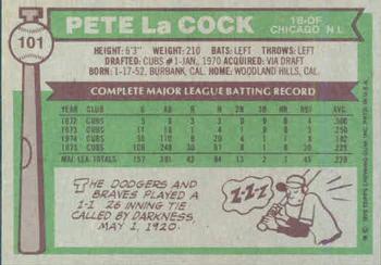 Pete LaCock  baseball card collectible - Main Image 2