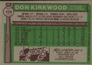 Don Kirkwood  baseball card collectible - Main Image 2