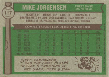 Mike Jorgensen  baseball card collectible - Main Image 2
