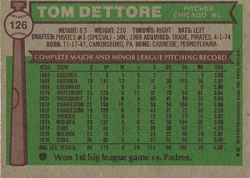Tom Dettore  baseball card collectible - Main Image 2