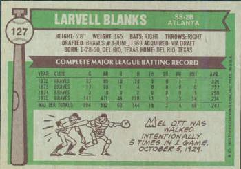 Larvell Blanks  baseball card collectible - Main Image 2