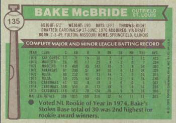 Bake McBride  baseball card collectible - Main Image 2