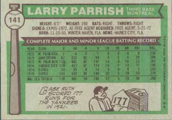 Larry Parrish  baseball card collectible - Main Image 2