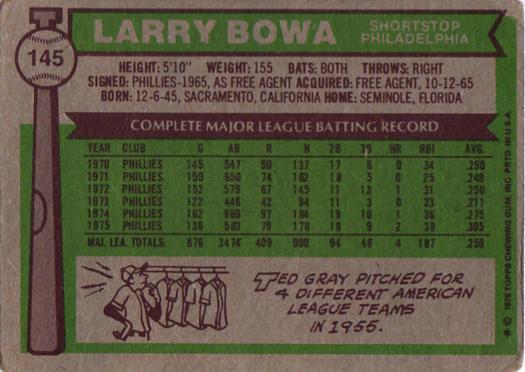 Larry Bowa  baseball card collectible - Main Image 2