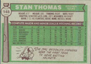 Stan Thomas  baseball card collectible - Main Image 2