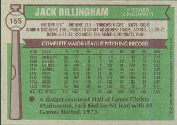 Jack Billingham  baseball card collectible - Main Image 2