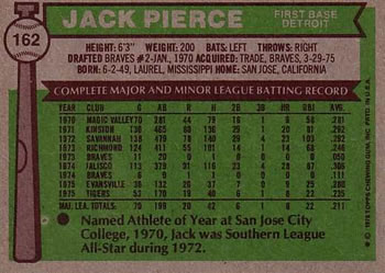 Jack Pierce  baseball card collectible - Main Image 2