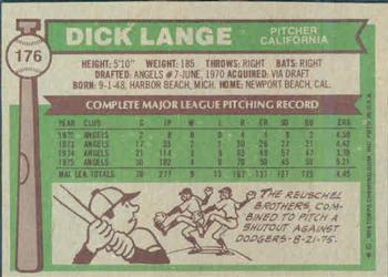 Dick Lange  baseball card collectible - Main Image 2