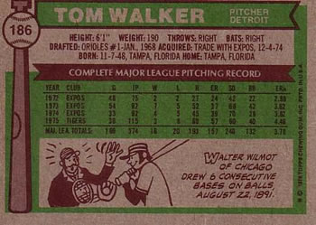 Tom Walker  baseball card collectible - Main Image 2