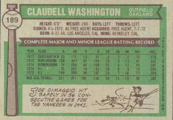 Claudell Washington  baseball card collectible - Main Image 2