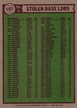 1975 NL Stolen Base Leaders (Dave Lopes / Joe Morgan / Lou Brock)  baseball card collectible - Main Image 2