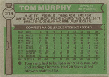Tom Murphy  baseball card collectible - Main Image 2