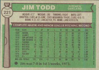 Jim Todd  baseball card collectible - Main Image 2