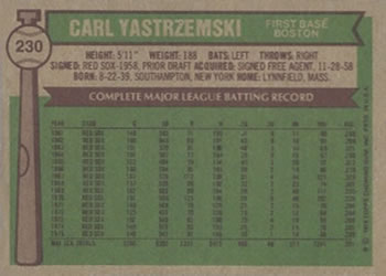Carl Yastrzemski  baseball card collectible - Main Image 2