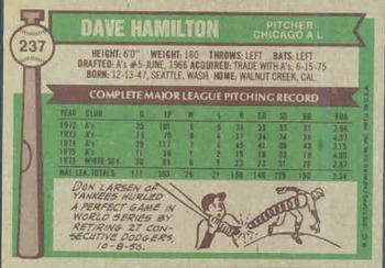 Dave Hamilton  baseball card collectible - Main Image 2