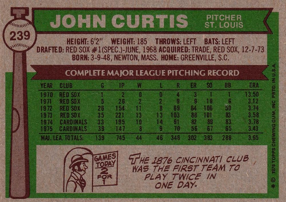 John Curtis  baseball card collectible - Main Image 2