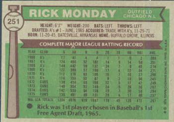 Rick Monday  baseball card collectible - Main Image 2