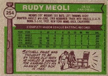 Rudy Meoli  baseball card collectible - Main Image 2