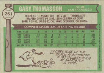 Gary Thomasson  baseball card collectible - Main Image 2
