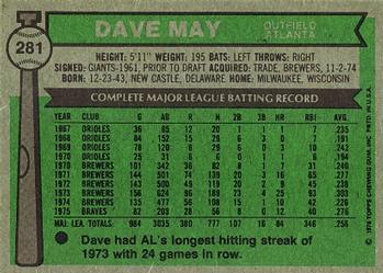 Dave May  baseball card collectible - Main Image 2