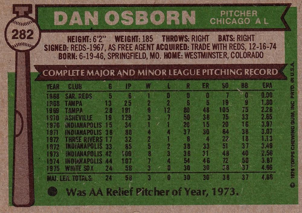 Dan Osborn  baseball card collectible - Main Image 2