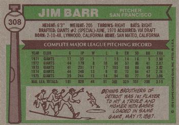 Jim Barr  baseball card collectible - Main Image 2